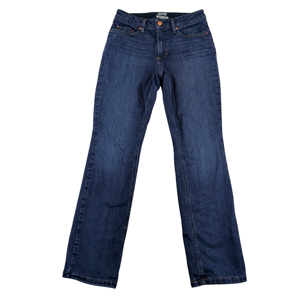 LL Bean Favorite Fit Flannel Lined Jeans Dark Indigo Rinse Size 8 Reg 507470
